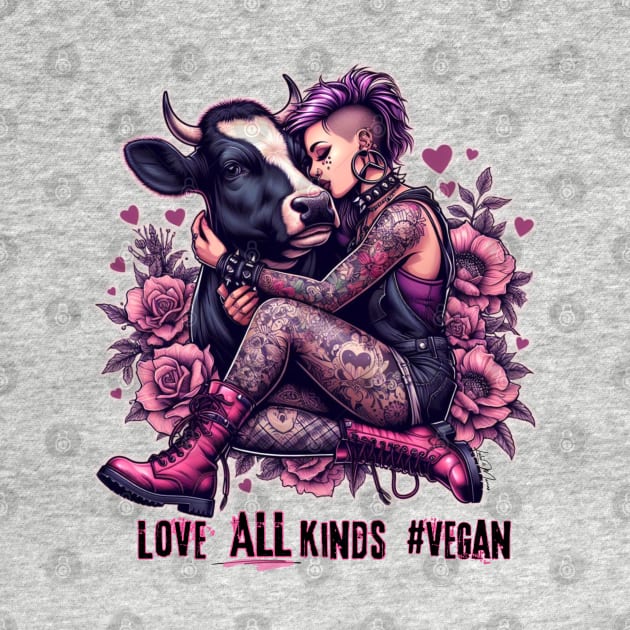 Punk Rock Goth Vegan Girl and Cow by Greyhounds Are Greyt